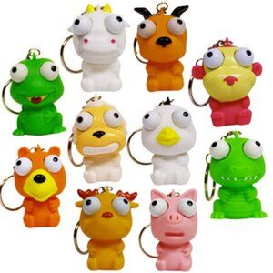 Cute Squishies Key Chains Animal Eye Poppers Set of 6